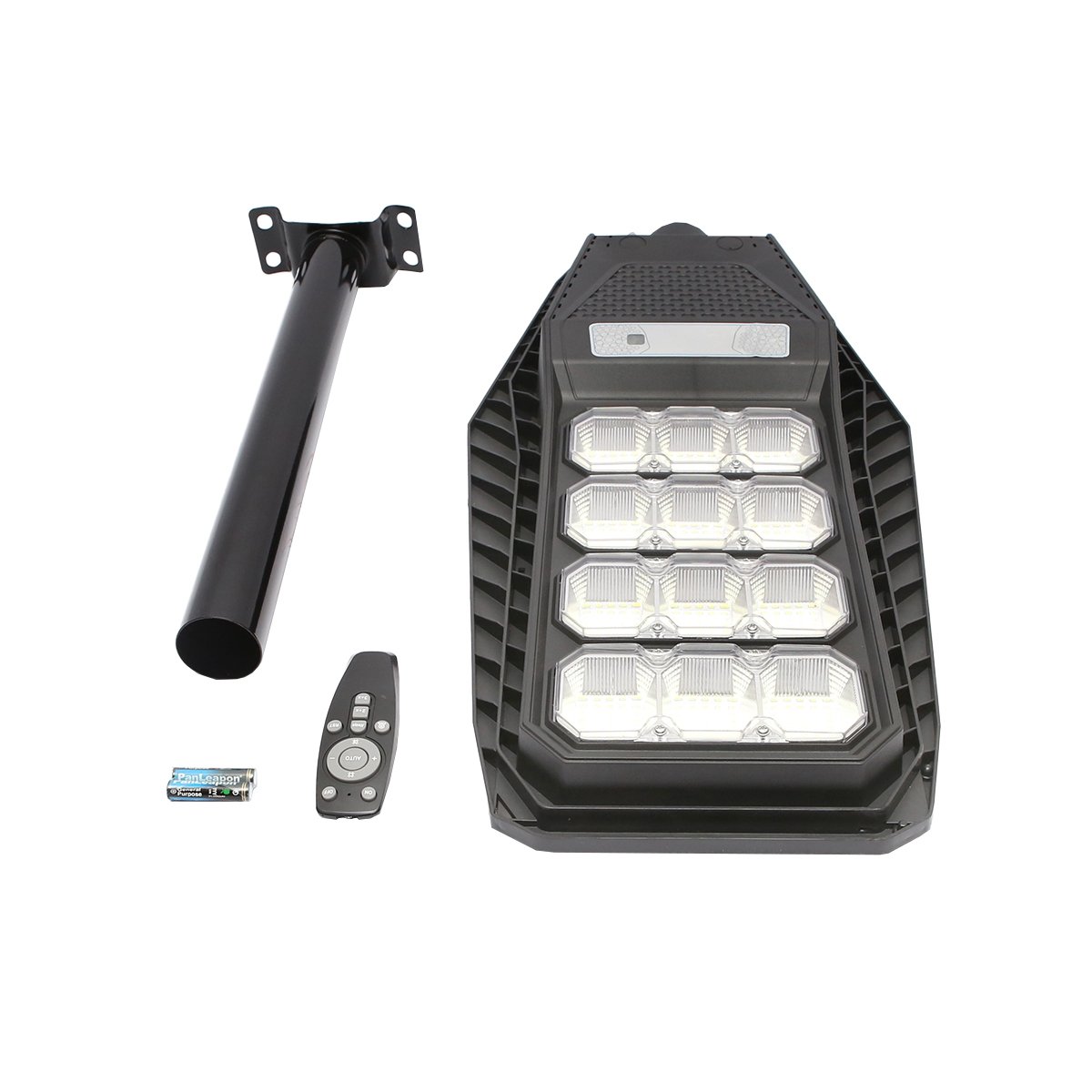 Lampa solara LED iluminat stradal 200W, 6500K, IP65 cu panou solar senzor de miscare si prindere pe stalp Breckner Germany